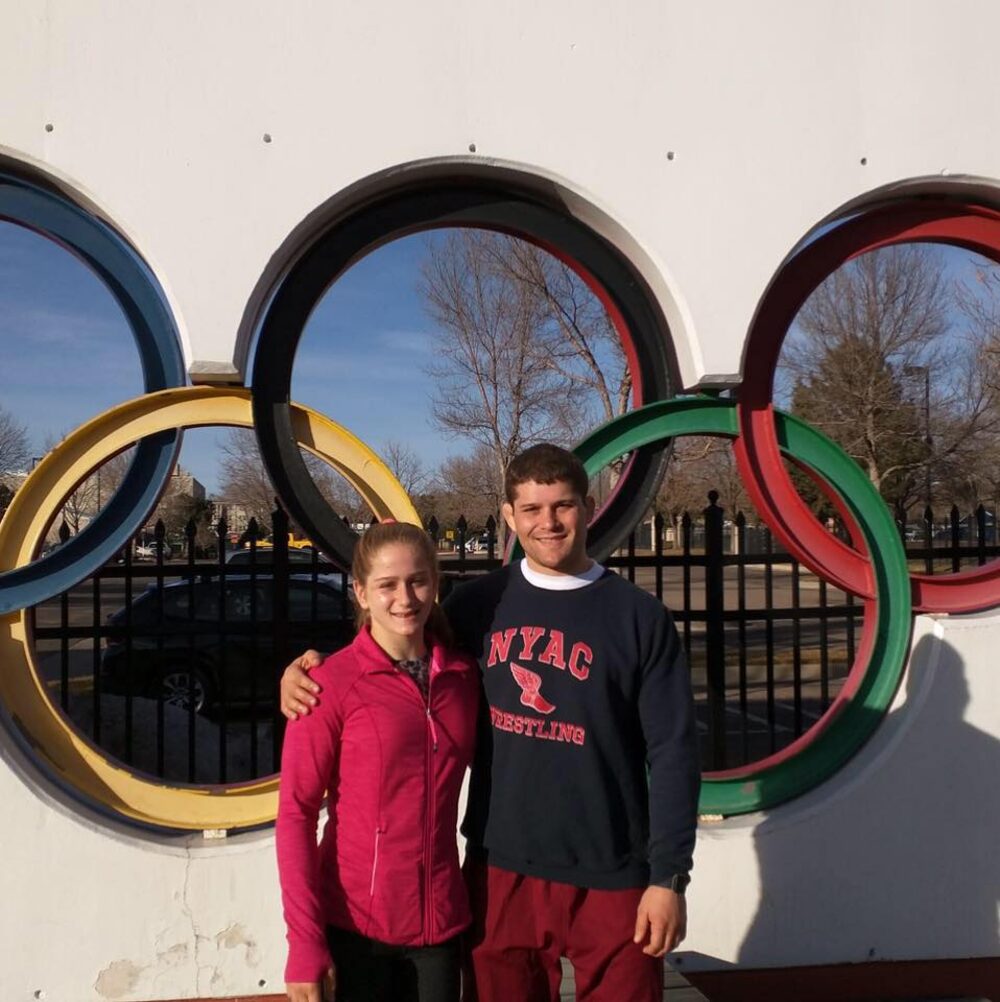 Orry Elor at the Olympic rings at the U.S. Olympic & Paralympic Training Center in Colorado Springs, 2017